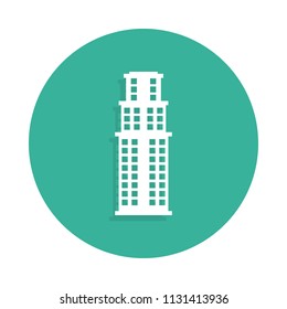 skyscraper icon in Badge style with shadow  on white background