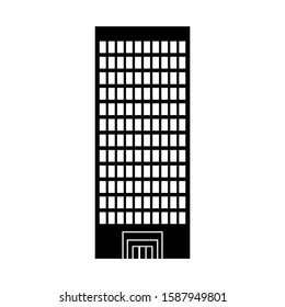 Skyscraper Icon. Black silhouette. Vector drawing. Isolated object on a white background. Isolate.