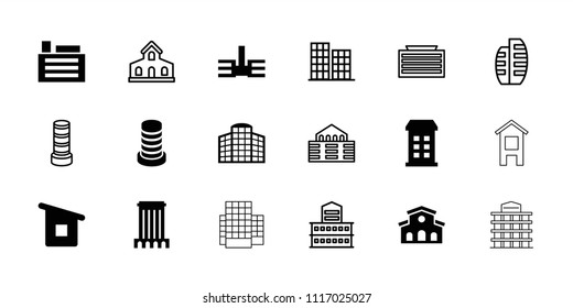 Skyscraper icon. collection of 18 skyscraper filled and outline icons such as building, house building. editable skyscraper icons for web and mobile.