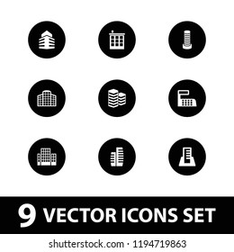 Skyscraper icon. collection of 9 skyscraper filled icons such as business center building, building. editable skyscraper icons for web and mobile.