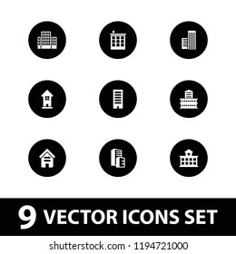 Skyscraper icon. collection of 9 skyscraper filled icons such as building. editable skyscraper icons for web and mobile.