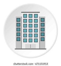 Skyscraper icon in flat circle isolated vector illustration for web