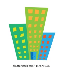 Skyscraper icon in flat style. Vector illustration. 