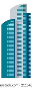 Skyscraper icon. High glass building with shiny reflection