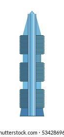 Skyscraper icon isolated on white background. Vector illustration for architecture design. Business building exterior. Modern city office. Urban construction facade. High reflection glass center house