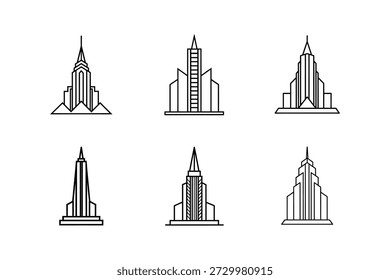 ícone arranha-céu ilustração vetor de arte de linha