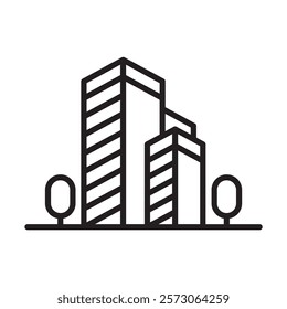 skyscraper icon line vector design with trendy style