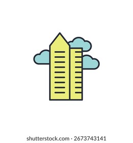 Icono de rascacielos. Signo de estilo lineal para concepto móvil y Diseño web. Icono de Vector. Símbolo, ilustración del logotipo. Gráficos de Vector