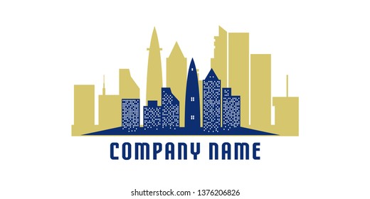 skyscraper icon logo template. Building and landmarks vector illustration