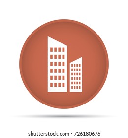 Skyscraper icon on a circle on a white background. Vector illustration