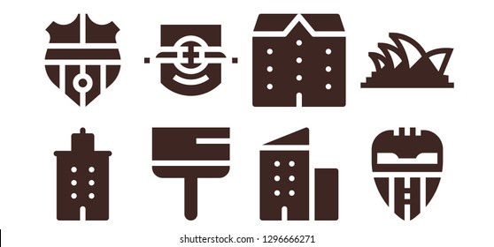  skyscraper icon set. 8 filled skyscraper icons. Simple modern icons about  - Building, Nantes, Scraper, Leipzig, Apartments, Valencia, Opera house