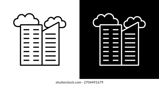 Wolkenkratzer-Symbol in schwarz-weißem Umriss, Vektorgrafik