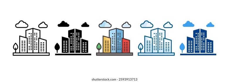 Skyscraper Icon Set Multiple Style Collection