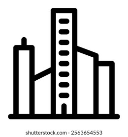 Skyscraper icon with simple and line style