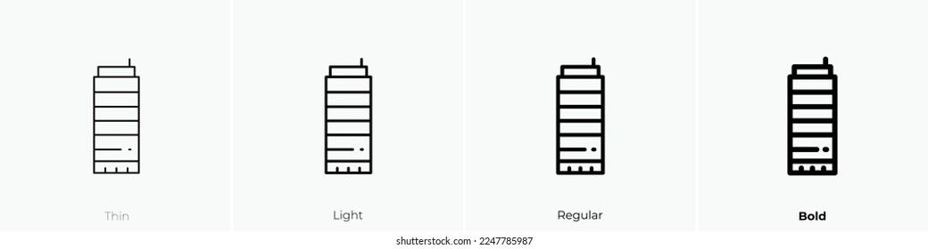 skyscraper icon. Thin, Light Regular And Bold style design isolated on white background