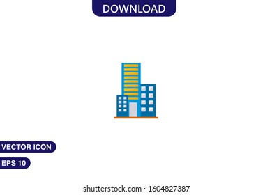 Skyscraper icon in trendy flat style isolated on white background vector illustration
