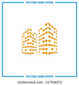 skyscraper icon vector illustration eps10. Isolated badge for website or app - stock infographics