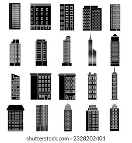 Skyscraper icon vector set. Building illustration sign collection. high-rise building symbol. architecture logo.