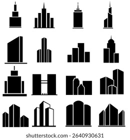 Skyscraper icon vector set. Building illustration sign collection. high rise building symbol. architecture web icons.