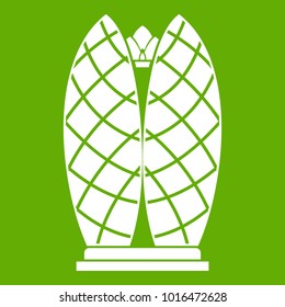 Skyscraper icon white isolated on green background. Vector illustration