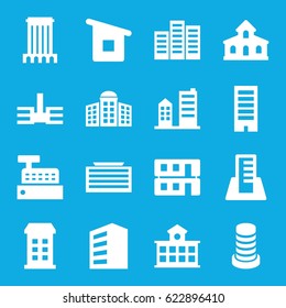 Skyscraper icons set. set of 16 skyscraper filled icons such as building