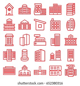 Skyscraper icons set. set of 25 skyscraper outline icons such as building, modern curved building, house builidng, builidng