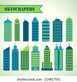 Skyscraper icons set