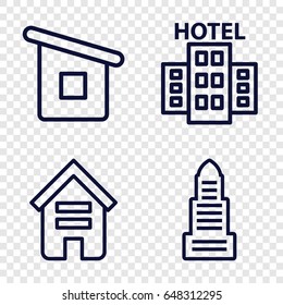 Skyscraper icons set. set of 4 skyscraper outline icons such as building, business center, house builidng