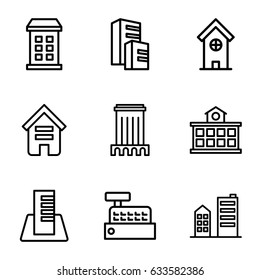 Skyscraper icons set. set of 9 skyscraper outline icons such as building