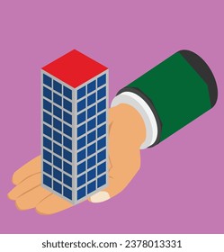 skyscraper in isometric hand test design illustration