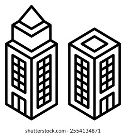 Skyscraper isometric icon line style