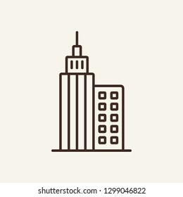 Skyscraper line icon. High building construction on white background. Vector illustration can be used for topics like modern city, town, architecture