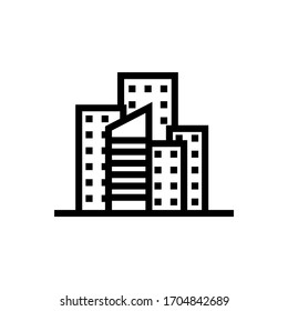 Icono de línea de rascacielos, logotipo aislado en fondo blanco