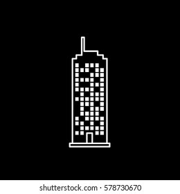 Skyscraper Line Icon On Black Background