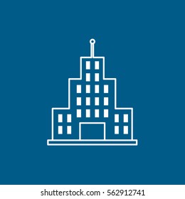 Skyscraper Line Icon On Blue Background