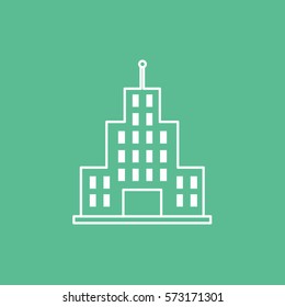 Skyscraper Line Icon On Green Background