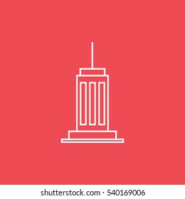 Skyscraper Line Icon On Red Background