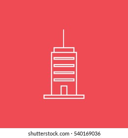 Skyscraper Line Icon On Red Background