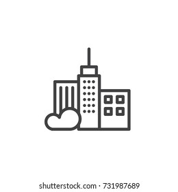 Skyscraper line icon, outline vector sign, linear style pictogram isolated on white. City buildings symbol, logo illustration. Editable stroke