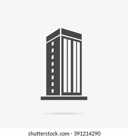 Skyscraper logo building icon. Black building and isolated skyscraper, tower and office city architecture building, house business building, apartment office vector illustration