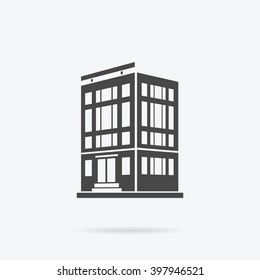 Skyscraper logo building icon. Black building and isolated skyscraper, tower and office city architecture, house business building logo, apartment office vector illustration