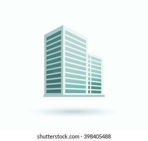Skyscraper logo building icon. Black building and isolated skyscraper, tower and office city architecture, house business building logo, apartment office vector illustration