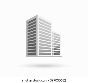 Skyscraper logo building icon. Black building and isolated skyscraper, tower and office city architecture, house business building logo, apartment office vector illustration
