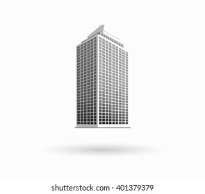 Skyscraper logo building icon. Black building and isolated skyscraper, tower and office city architecture, house business building logo, apartment office vector illustration