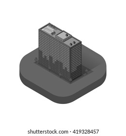 Skyscraper logo building icon. Building and isolated skyscraper, tower and office city architecture, house business building logo, apartment office vector illustration