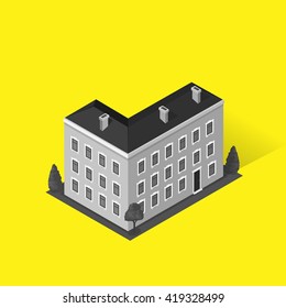 Skyscraper logo building icon. Building and isolated skyscraper, tower and office city architecture, house business building logo, apartment office vector illustration