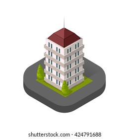 Skyscraper logo building icon. Building and isolated skyscraper, tower and office city architecture, house business building logo, apartment office vector illustration