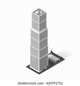 Skyscraper logo building icon. Building and isolated skyscraper, tower and office city architecture, house business building logo, apartment office vector illustration