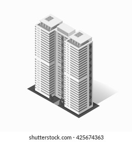 Skyscraper logo building icon. Building and isolated skyscraper, tower and office city architecture, house business building logo, apartment office vector illustration
