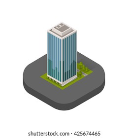 Skyscraper logo building icon. Building and isolated skyscraper, tower and office city architecture, house business building logo, apartment office vector illustration